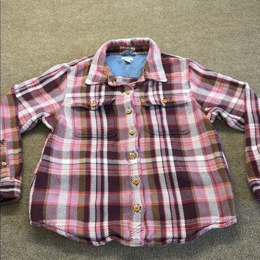LL Bean Women’s Flannel Plaid Button Shirt Size MP Red Shacket Long Sleeve